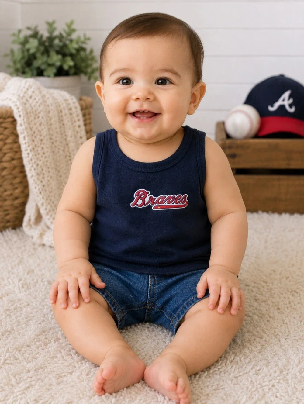 Braves Navy Pullover Jersey Shirt
